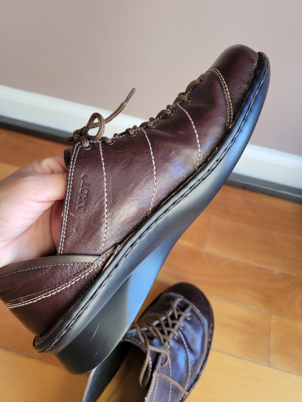 NAOT Shoes Lace-up Stitch Women's Shoes Brown Leather US 10 EU 41 Flat Ones - Picture 8 of 12
